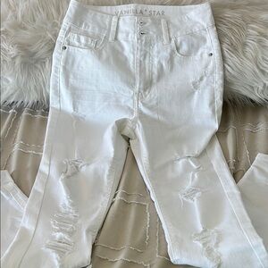 Vanilla Star White Skinny Jeans Distressed Ankle-Length